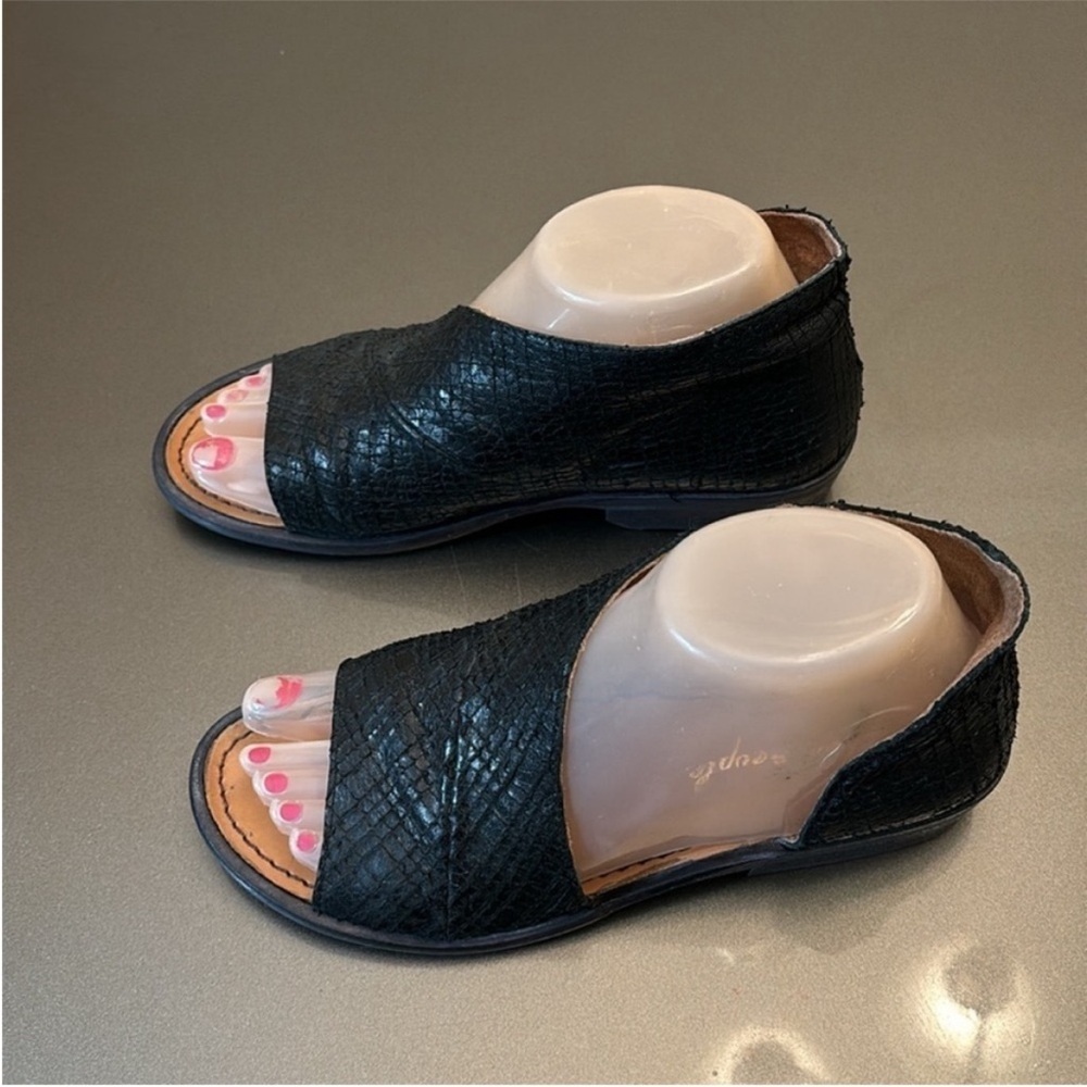 Black Open-Toe Free People Leather Sandals - Picture 10 of 13